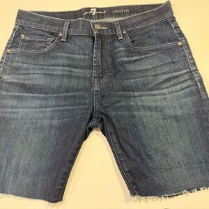 7 For All Mankind Dark Blue Cutoff Denim Shorts